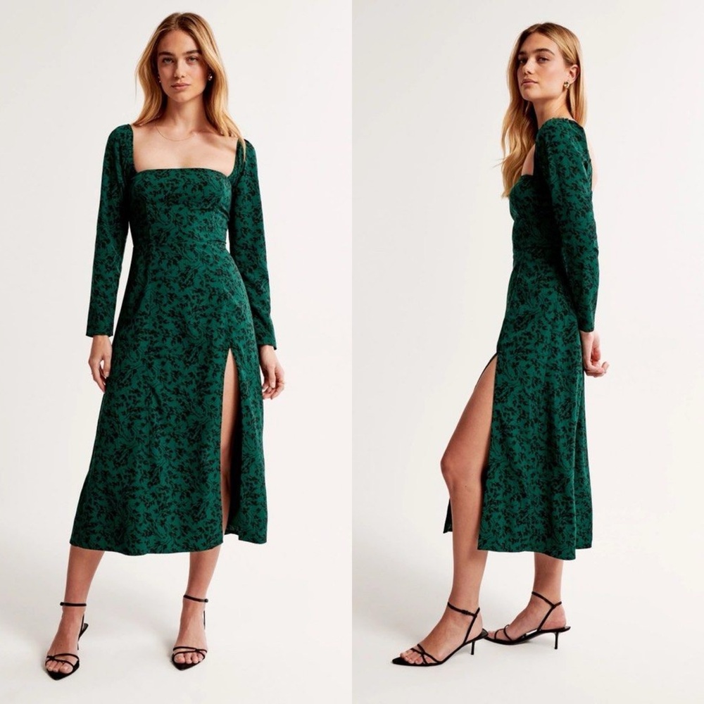 Abercrombie & Fitch Green Floral Midi Dress
